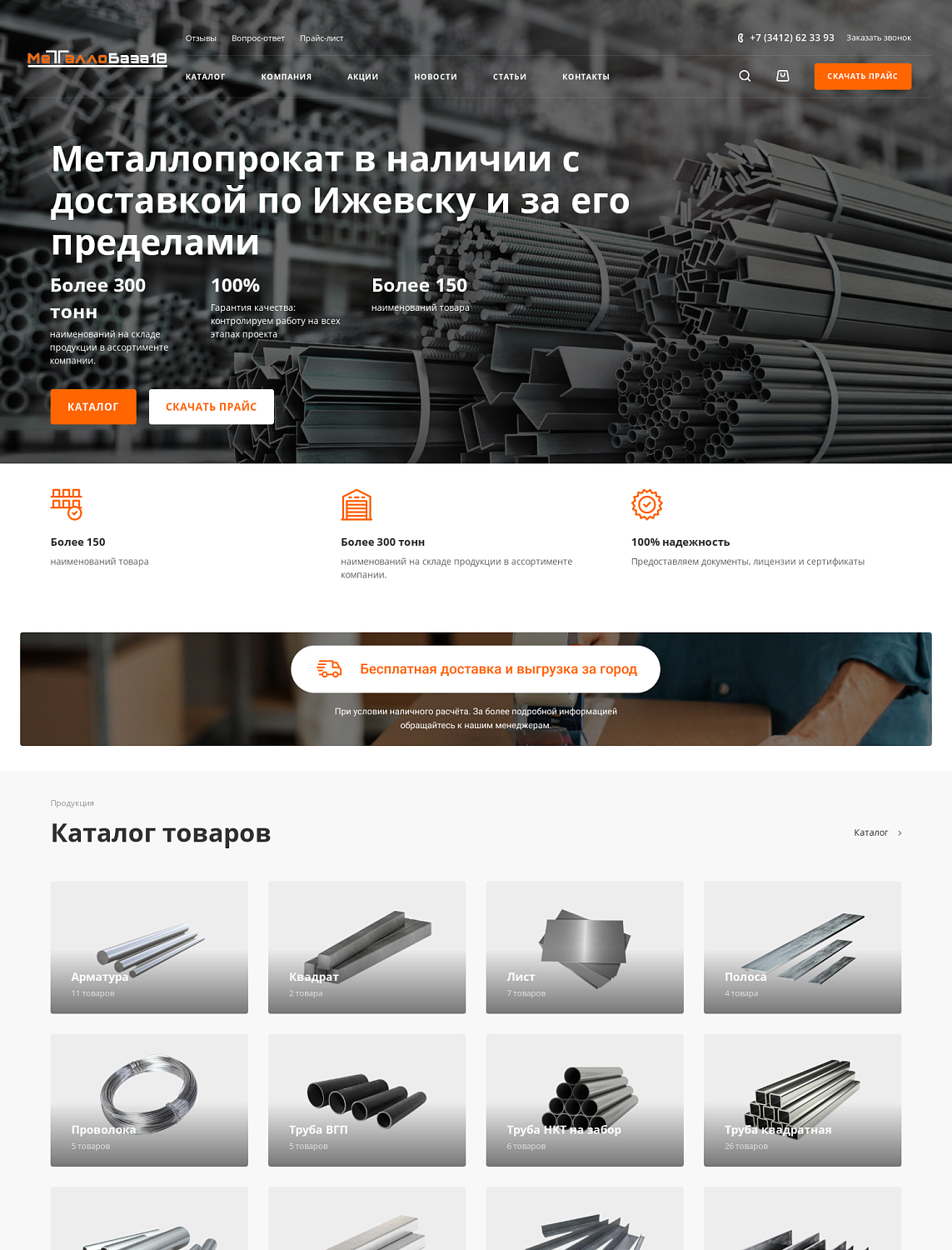Кейс: перенос действующего сайта на готовое решение, адаптированное под бизнес клиента для «Металлобаза18»